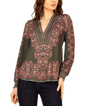 Hale Bob Long Sleeve Addisyn Blouse - Brown