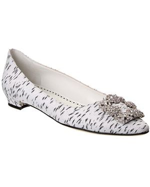 Manolo Blahnik Hangisi 10 Canvas Flat - White