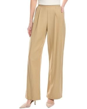 Enza Costa Twill Pleated Linen-Blend Pant - Natural