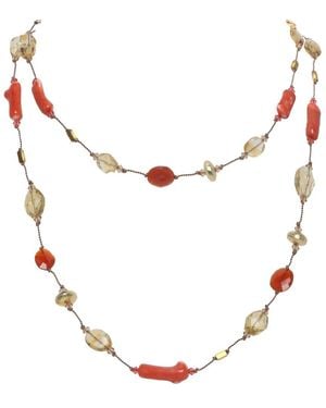 Margo Morrison Citrine, Coral, Hematite, Carnelian Necklace - Multicolour