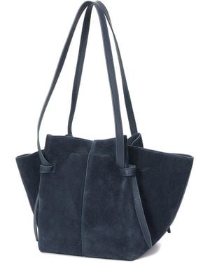 Tiffany & Fred Paris Woven Suede & Leather Shoulder Bag - Blue