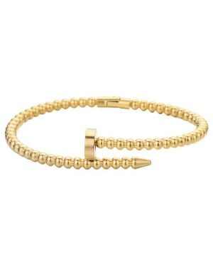 Adornia 18K Plated Stainless Steel Beaded Nail Cuff Bracelet - Metallic