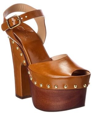 Chloé Meret Leather Platform Sandal - Brown