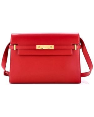 Saint Laurent Sheep Leather Manhattan Shoulder Bag Medium (Authentic Pre- Loved) - Red