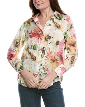 Philosophy Satin Split Neck Blouse - Natural