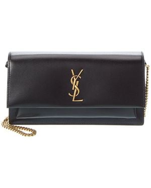 Saint Laurent Sunset Leather Clutch - Black