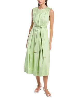 Anne Klein Paneled Bodice Jewel Neck Midi Dress - Green
