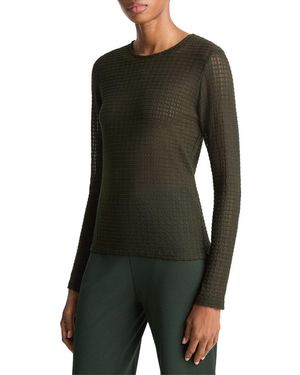 Vince Shadow Grid Crewneck Jumper - Black