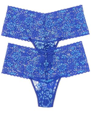 Hanky Panky 2Pk Daily Crossdye Retro Thong - Blue