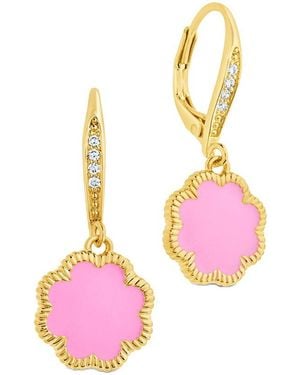 Sterling Forever 14K Plated Rose Petal Short Drop Earrings - Pink