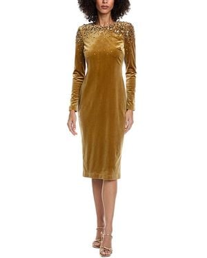 Badgley Mischka Beaded Midi Dress - Yellow