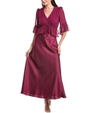 Maison Tara Chiffon Satin Maxi Dress - Purple