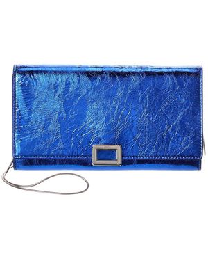 Roger Vivier Mini Buckle Leather Wallet On Chain - Blue