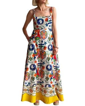 Esea Amina Glam Linen-Blend Maxi Dress - White