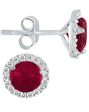 Gemstones 14k 1.17 Ct. Tw. Diamond & Ruby Earrings - Red