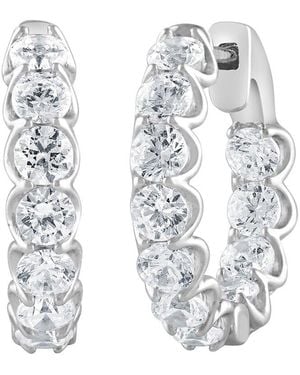 Lab Grown Diamonds Prong-set Lab-Grown Diamond Hoop Earrings - White