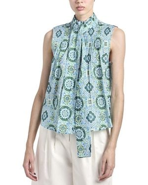 10 Crosby Derek Lam Allie Sleeveless Bow Blouse - Blue