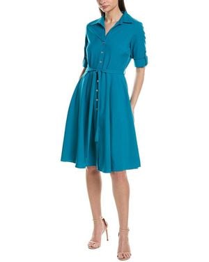 Sharagano Short Sleeve Shirtdress - Blue
