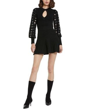 Mac Duggal Knit Long Sleeve Grommet Mini Dress - Black