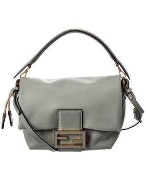 Fendi Mamma Baguette Small Leather Shoulder Bag - Metallic