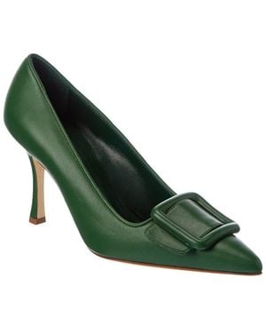 Manolo Blahnik Maysale 90 Leather Pump - Green