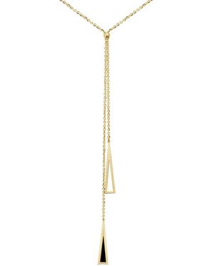 Italian Gold 14K Onyx Lariat Necklace - White
