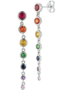 Nephora 14k Rainbow Sapphire Drop Earrings - White