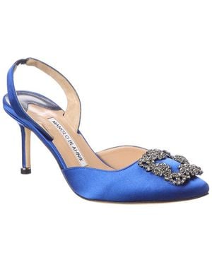 Manolo Blahnik Hangisli 70 Satin Slingback Pump - Blue