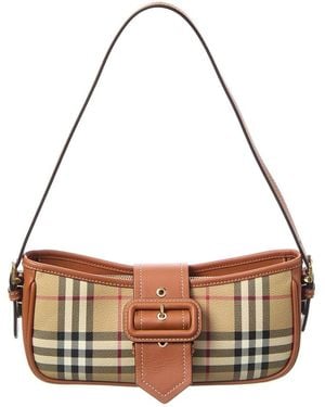 Burberry Elizabeth Small E-canvas & Leather Shoulder Bag in