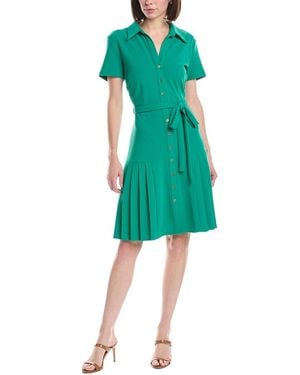 Sharagano Short Sleeve Shirtdress - Green