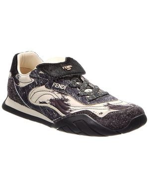 Fendi Wave Pulse Tech Fabric & Suede Trainer - Black