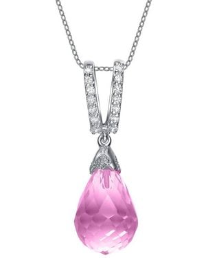 Genevive Jewelry Silver Cz Pendant - Pink