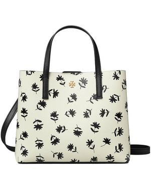 Tory Burch Blake Printed Leather Small Tote - White