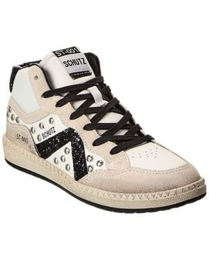 SCHUTZ SHOES St Mid Rock Leather High-Top Trainer - White