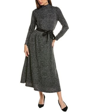 Anne Klein Mock Neck Midi Dress - Gray
