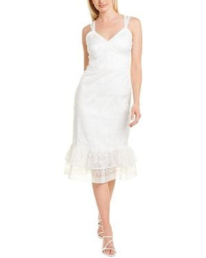 THEIA Sweetheart Lace Midi Dress - White