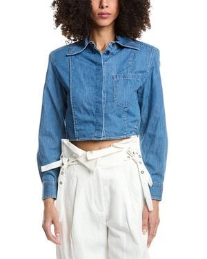 3.1 Phillip Lim Floral Collage Slim Shirt - Blue