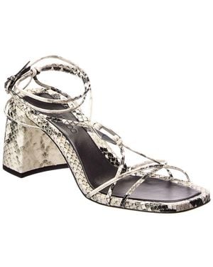 Jimmy Choo Onyxia 70 Snake-Embossed Leather Sandal - Metallic