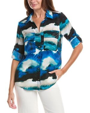 DKNY Print Roll Tab Shirt - Blue