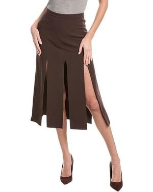 Michael Kors Crepe Wool-Blend Streamer Skirt - Brown