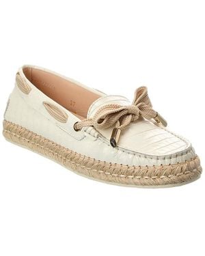 Tod's Gomma Croc-Embossed Leather Espadrille - White