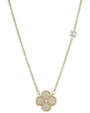 Adornia 14K Plated Cz Clover Necklace - Metallic