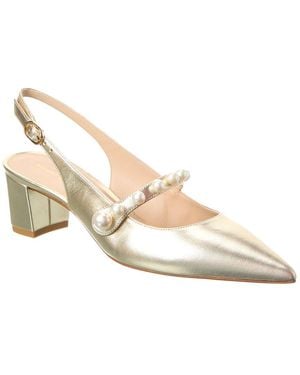 Stuart Weitzman Pia Mary Jane Leather Slingback Pump - Metallic