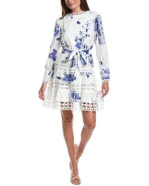 LAYERED WITH LOVE Eyelet Tiered Mini Dress - Blue