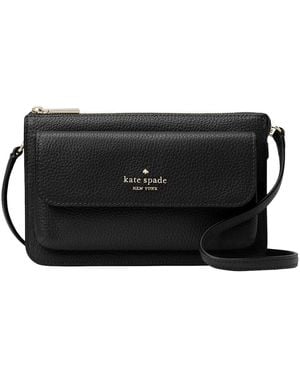 Kate Spade Leila Pebbled Leather Small Flap Crossbody - Black