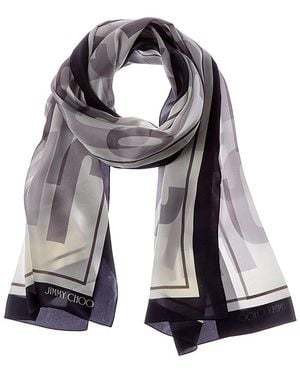 Jimmy Choo Logo Silk Scarf - Black