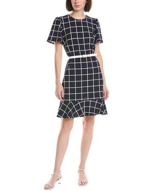 Sharagano Short Sleeve A Line Dress - Blue