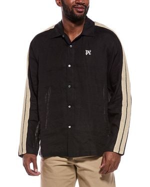 Palm Angels Woven Linen Shirt - Black