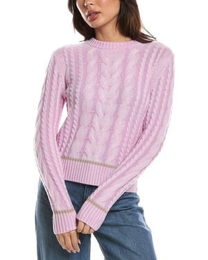 Forte Tipped Plaited Cable Crewneck 100% Cashmere Jumper - Purple