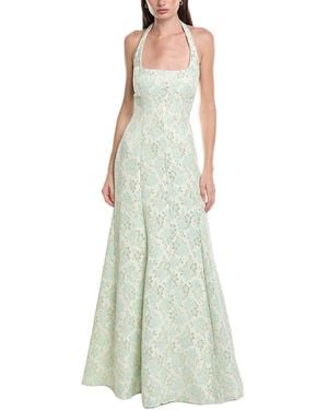 Maison Tara Jacquard Metallic Maxi Dress - Green